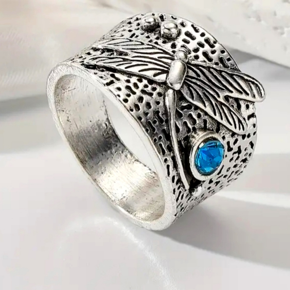 Vintage Silver Plated Dragonfly Ring